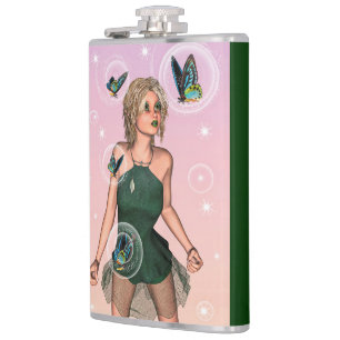 Sparkling Vlinderfee Fantasie Kunst Heupfles