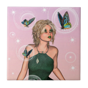 Sparkling Vlinderfee Fantasie Kunst Tegeltje