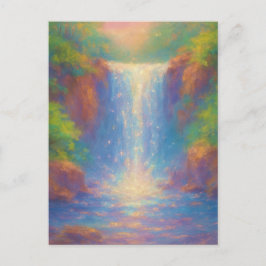 Sparkling Waterfall - Pastel Painting Style Art Briefkaart