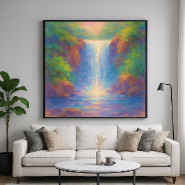 Sparkling Waterfall - Pastel Painting Style Art Poster