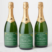 Sparkling Wine Bottle Labels, Emerald Green & Gold Sparkling Wijnetiket (Flessen)