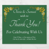 Sparkling Wine Bottle Labels, Emerald Green & Gold Wijnetiket (Enkel label)