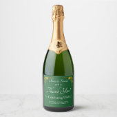 Sparkling Wine Bottle Labels, Emerald Green & Gold Wijnetiket (Voorkant)