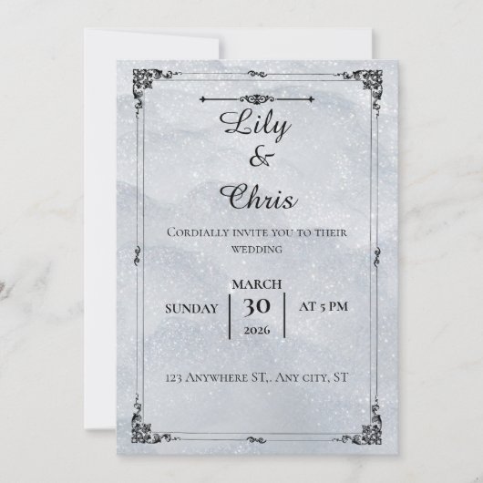 Sparkling Winter Wonderland Wedding Invitation Kaart (Voorkant)