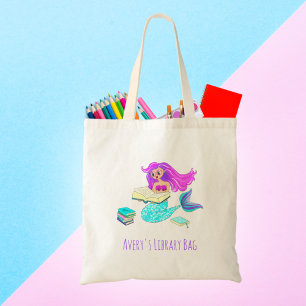 Sparkling Zeemeermin Met Bril Leest Naam Tote Bag