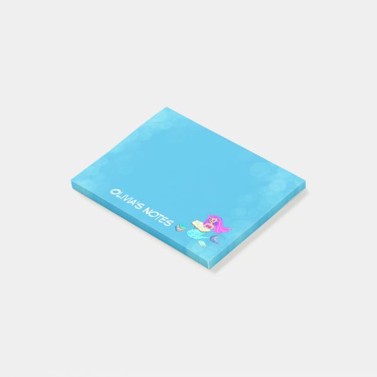 Sparkling Zeemeermin Met Bril Naam Lees Post-it® Notes (Schuin)