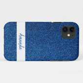 Sparkly aangepaste naam Girly Blue Glitter Case-Mate iPhone Case (Achterkant (horizontaal))
