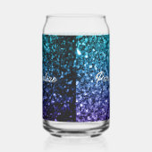 Sparkly aqua blauw Ombre sparkles Aangepaste tekst Blikvorm Glas (Rechts)