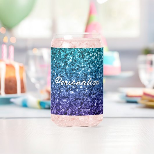 Sparkly aqua blue Ombre scintille Texte personnali (Insitu (Anniversaire))