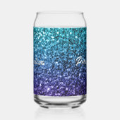 Sparkly aqua blue Ombre scintille Texte personnali (Gauche)