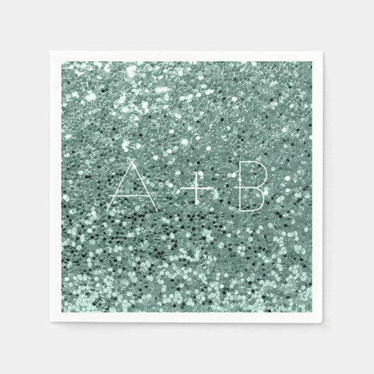 Sparkly Aqua Mint Green Sequin Sparkly Glitter Servetten (Voorkant)