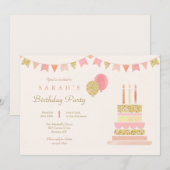 Sparkly Birthday Party Invitation Kaart (Voorkant / Achterkant)