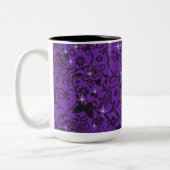 Sparkly Black and Paars Butterfly Floral Mok (Links)