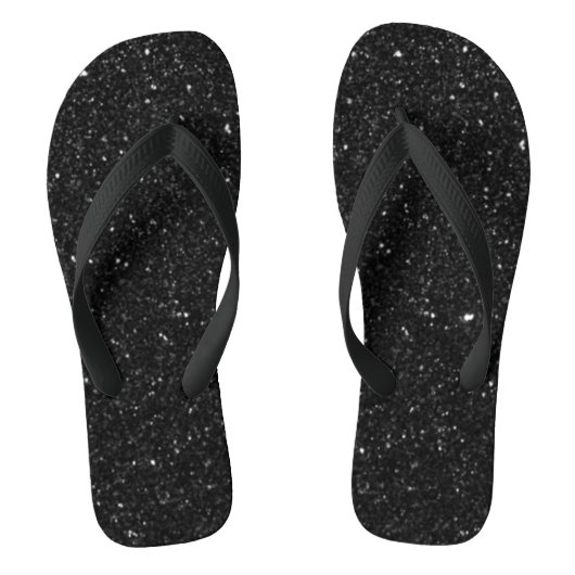 Sparkly black Glitter Shiny Teenslippers (Voetbed)