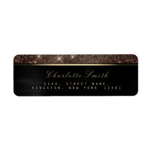 Sparkly Black Gold Luxury Copper RSVP Metallic Etiket