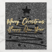 Sparkly Black Wine Label Set Wijn Etiket (Enkel label)