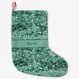 Sparkly Blauwgroen Glitter Kleine Kerstsok