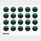 Sparkly Blauwgroen Green Glitter Black RSVP Ronde Sticker (Vel)
