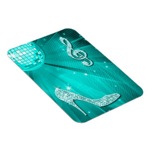 Sparkly Blauwgroen Music Note & Stiletto Hiel Magneet