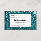 Sparkly Blauwgroen Sequin|Glitter Custom Referral  (Achterkant)