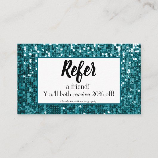 Sparkly Blauwgroen Sequin|Glitter Custom Referral  (Voorkant)