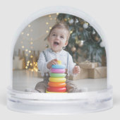 Sparkly Blue & Gold Marble Photo Snow Globe Sneeuwbol (Achterkant)