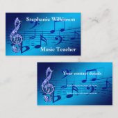 Sparkly Blue Music Note Visitekaartje (Voorkant / Achterkant)