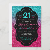 Sparkly Blue & Roze gradiënt Glitter Birthday Kaart (Voorkant)