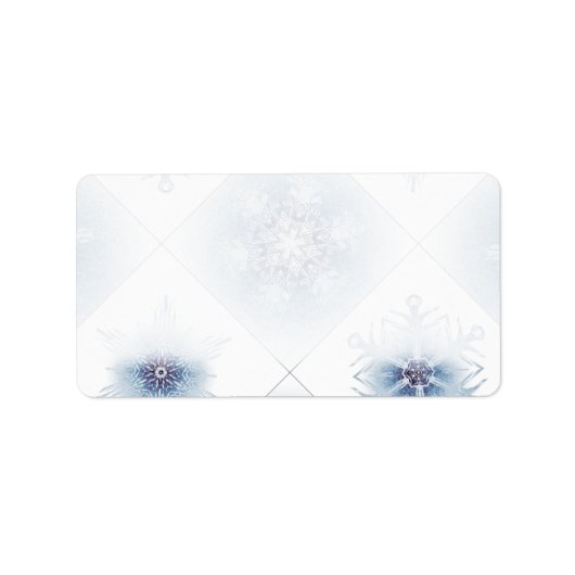 Sparkly Blue Sneeuwvlokken Etiket (Voorkant)