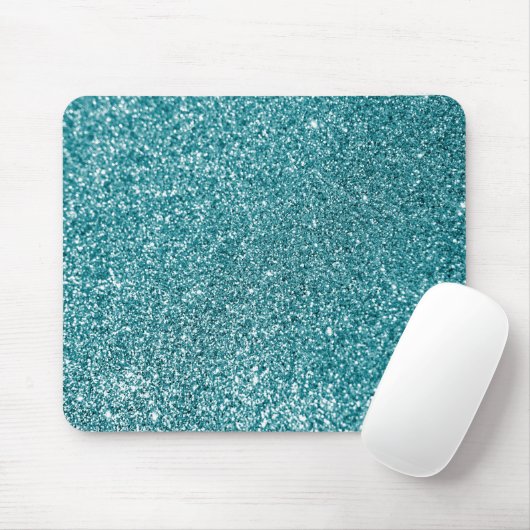 Sparkly Bokeh Faux Blauwgroen Glitter Muismat (Met muis)