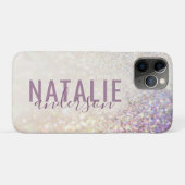 Sparkly bokeh glitter gepersonaliseerde roze paars Case-Mate iPhone case (Achterkant (horizontaal))