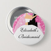 Sparkly Bridesmaid Button/Pin Pink Ronde Button 7,6 Cm (Voorkant /achterkant)
