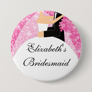 Sparkly Bridesmaid Button/Pin Pink Ronde Button 7,6 Cm
