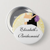 Sparkly Bridesmaid Button/Pin Yellow Ronde Button 7,6 Cm (Voorkant /achterkant)