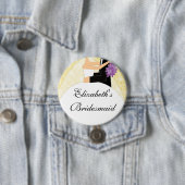Sparkly Bridesmaid Button/Pin Yellow Ronde Button 7,6 Cm (In situ)