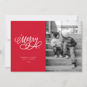 Sparkly Bubbly Script Joyeux Carte photo de vacanc