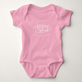 Sparkly Bubbly Script Merry First Christmas Romper