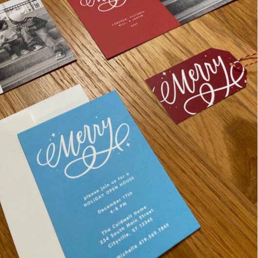 Sparkly Bubbly Script Vrolijke vakantie Kaart