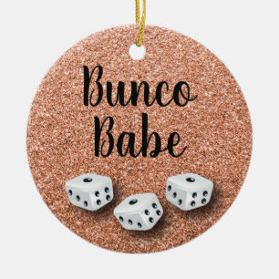 Sparkly Bunco Babe Faux Roos Gold Glitter Keramisch Ornament