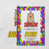 Sparkly Capybara Birthday Invite Kaart (Voorkant / Achterkant)