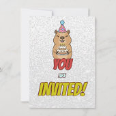Sparkly Capybara Birthday Invite Kaart (Achterkant)