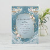 Sparkly Chandelier Floral Lavish Save the Date Kaart (Staand voorkant)