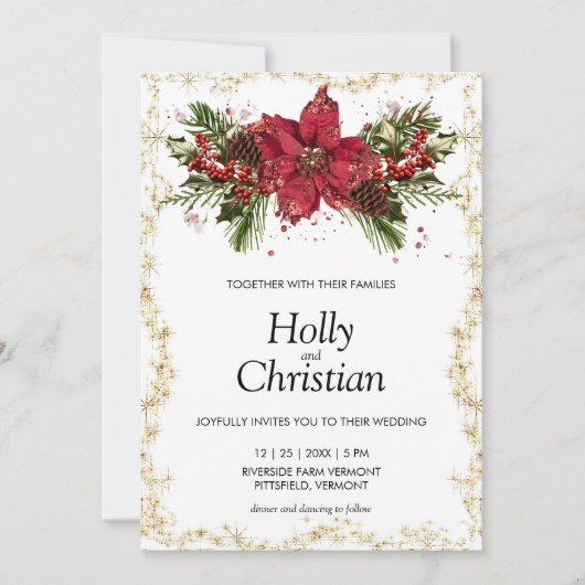 Sparkly Christmas bruiloft uitnodigingen (Voorkant)