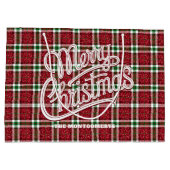 Sparkly Christmas Plaid Groot Cadeauzakje (Achterkant)
