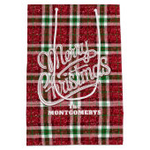 Sparkly Christmas Plaid Medium Cadeauzakje (Achterkant)