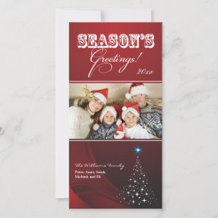 Sparkly Christmas Tree Holiday Photocard (rood) Feestdagenkaart