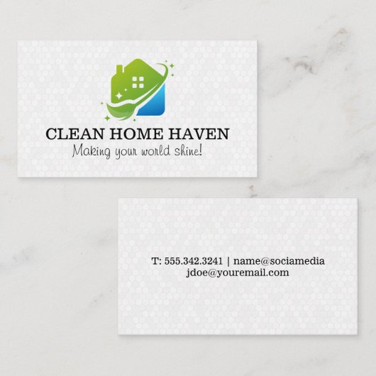 Sparkly Clean Home | Hexagonale Tegel achtergrond Visitekaartje (Voorkant / Achterkant)