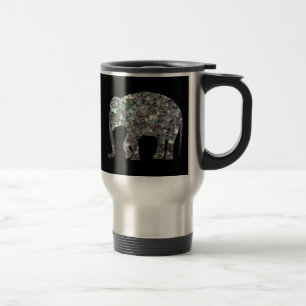 Sparkly colorful Silver Mosaic Elephant aanpassen Reisbeker
