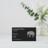 Sparkly Colorful Silver Mosaic Elephant Monogram Visitekaartje (Staand voorkant)