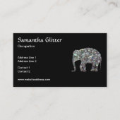 Sparkly Colorful Silver Mosaic Elephant Monogram Visitekaartje (Voorkant)